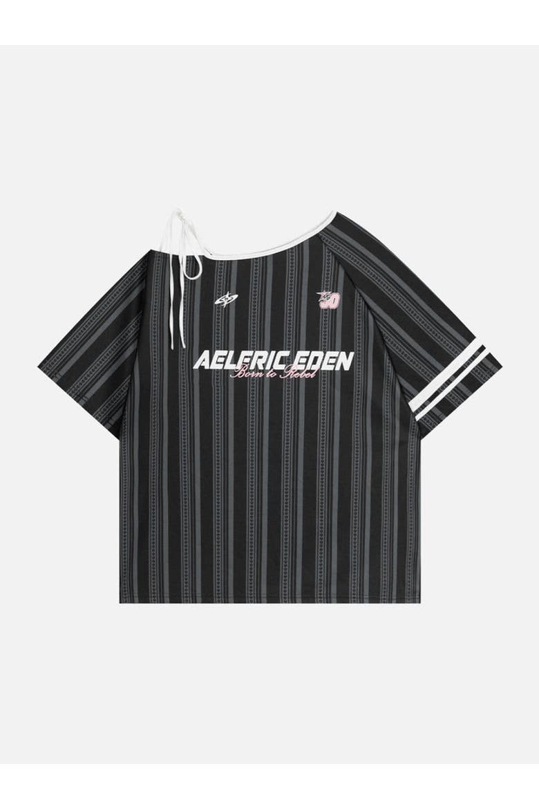 Stripe Off-The-Shoulder Tee, Main, color, Black