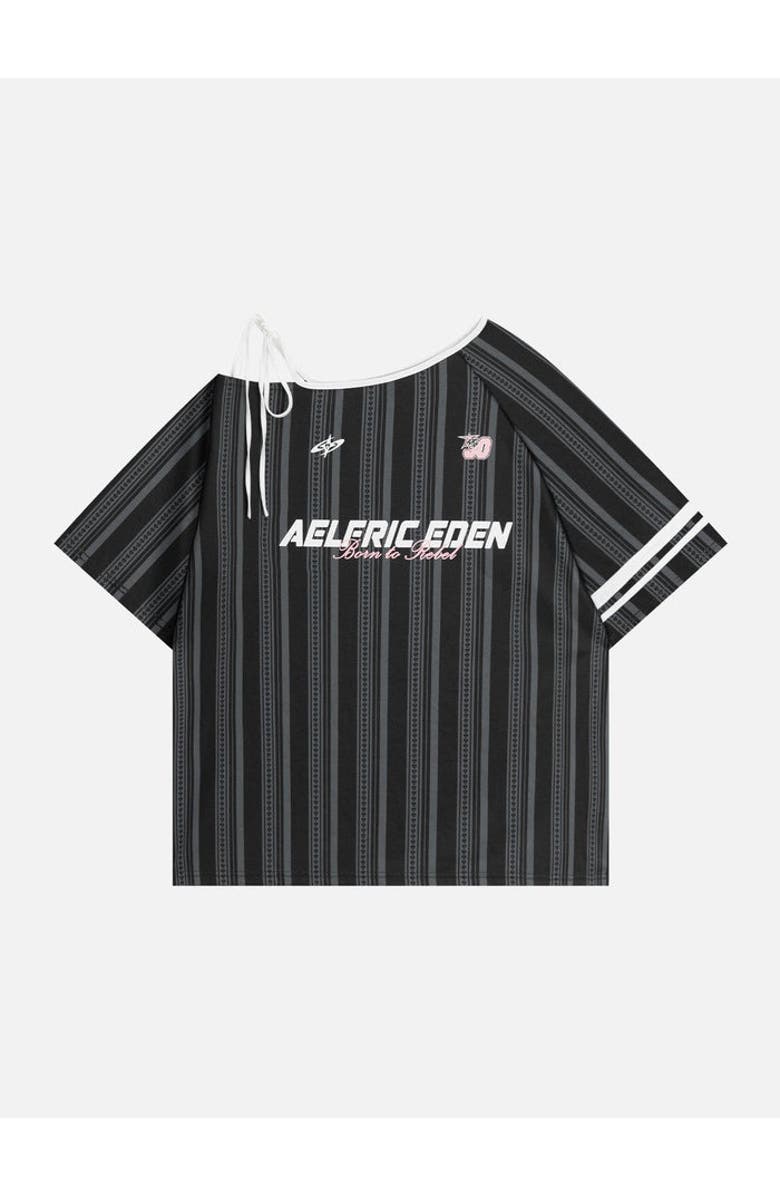 AELFRIC EDEN Stripe Off-The-Shoulder Tee, Main, color, Black