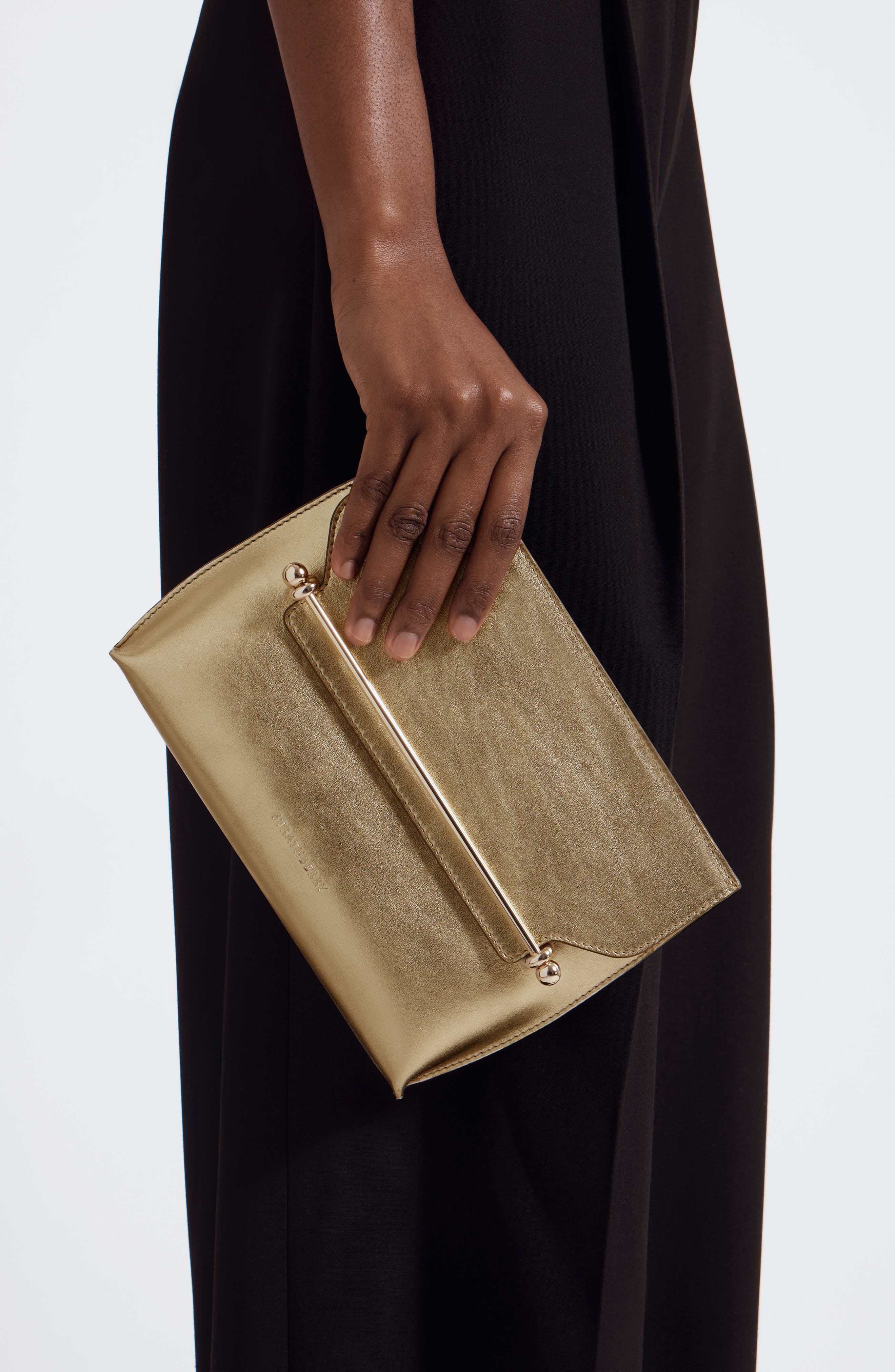 Strathberry Stylist Metallic Leather Crossbody Bag, Alternate, color, Gold