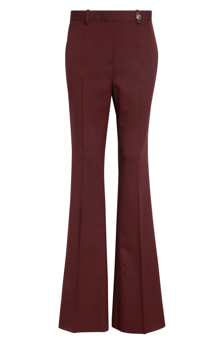 Versace Stretch Virgin Wool Gabardine Flare Leg Pants, Main, color, Burgundy