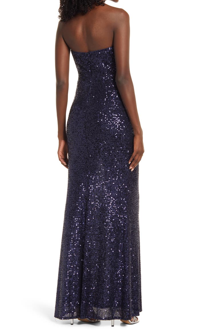 Lavish Lover Sequin Strapless Gown, Alternate, color, NAVY BLUE