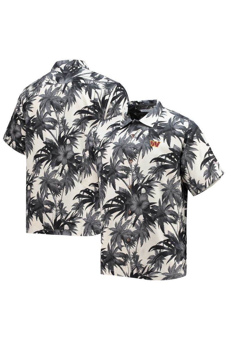 Men's Tommy Bahama Black Washington Commanders Sport Harbor Island Hibiscus Camp Button-Up Shirt, Alternate, color, Black