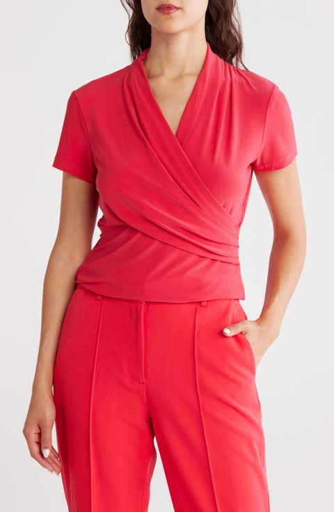 Draped Short Sleeve Knit Top