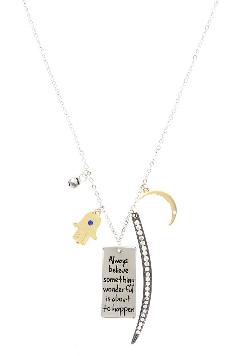 Quote Pendant Necklace, Main, color, SILVER / GOLD