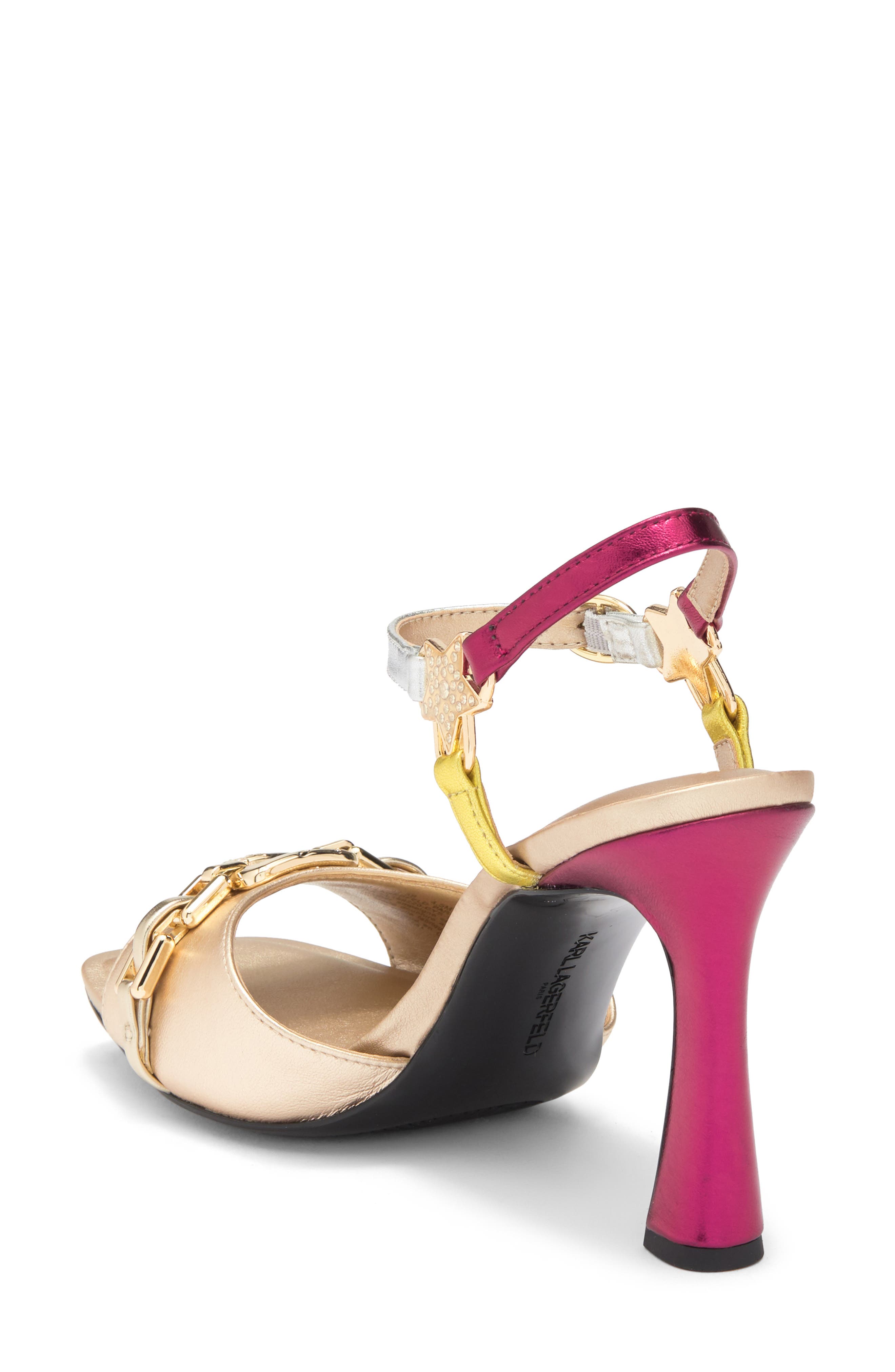 KARL LAGERFELD PARIS Danessa Ankle Strap Sandal, Alternate, color, Gold Multi