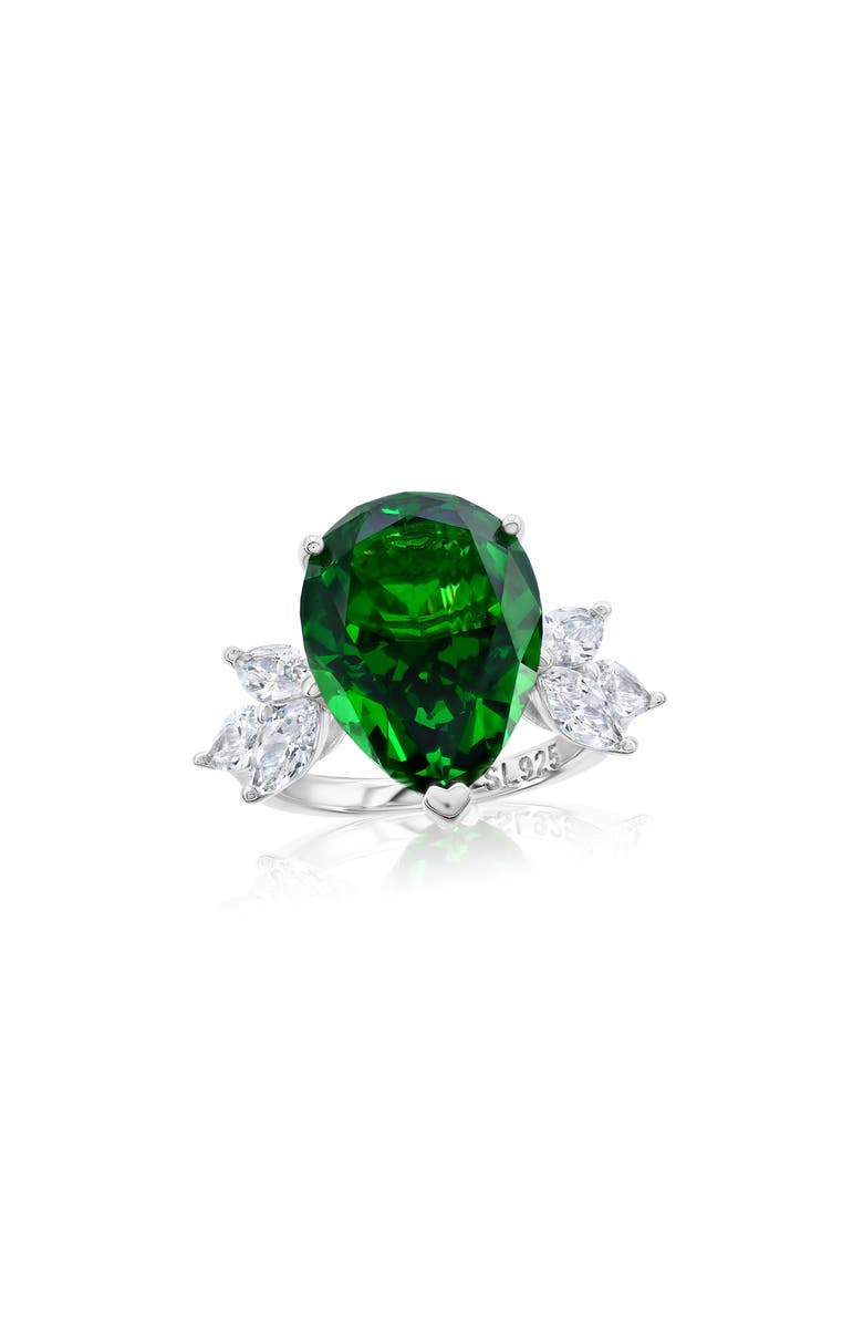 SUZY LEVIAN Gala Pear Cut Cubic Zirconia Ring, Main, color, Green