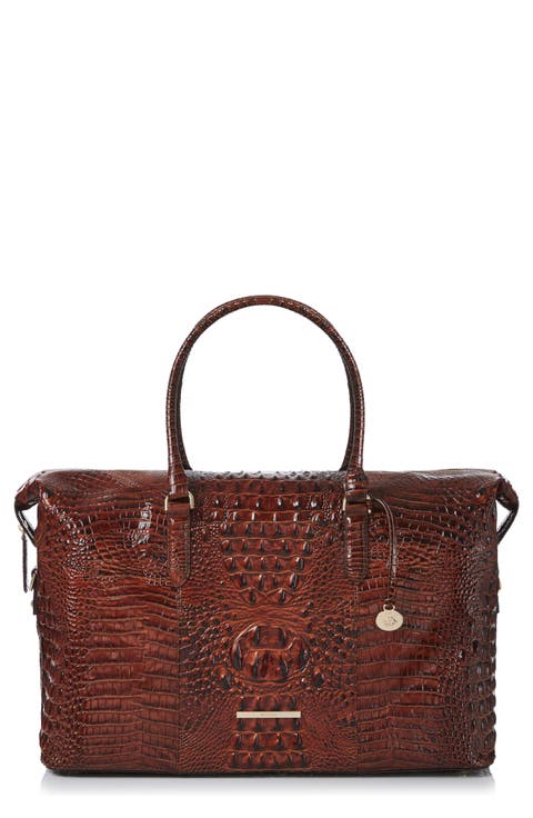 Duxbury Croc Embossed Leather Weekend Bag