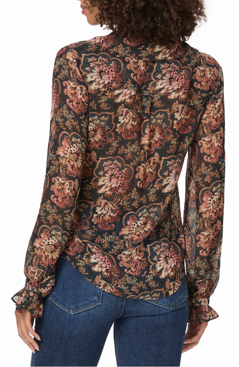 PAIGE Ellyn Silk Button-Up Shirt, Alternate, color, Black/ Blue