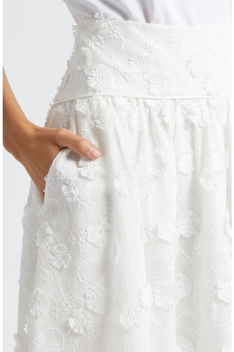 Off White 3D Flower Midi Skirt, Alternate, color, OFF-WHITE