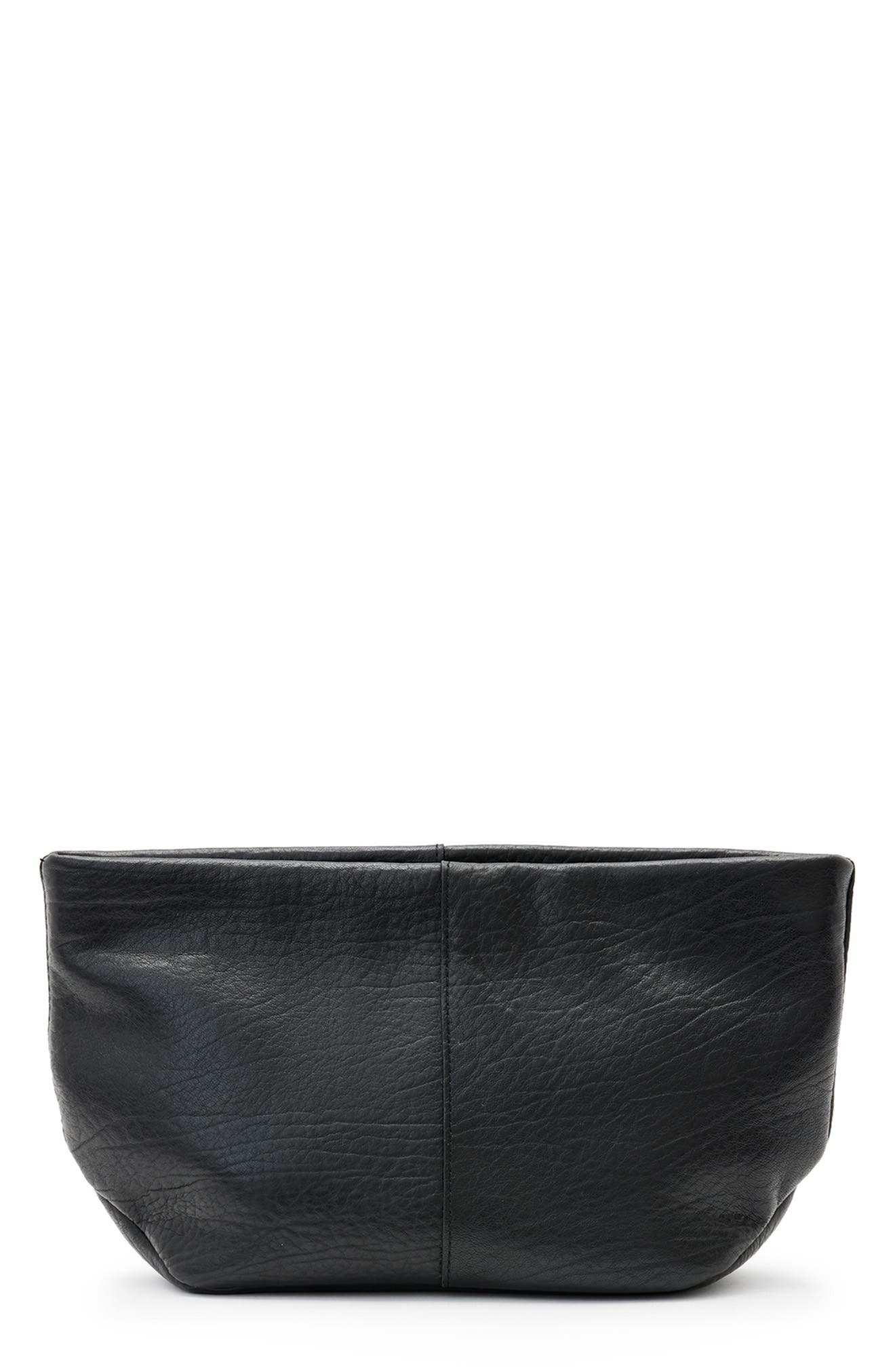 AllSaints Hex Grained Leather East/West Pouch, Main, color, Black