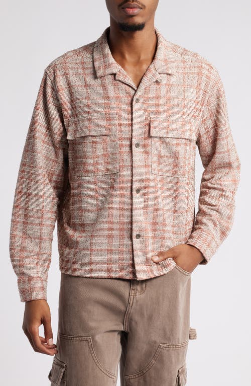 PacSun Connell Long Sleeve Camp Shirt in Rouge 