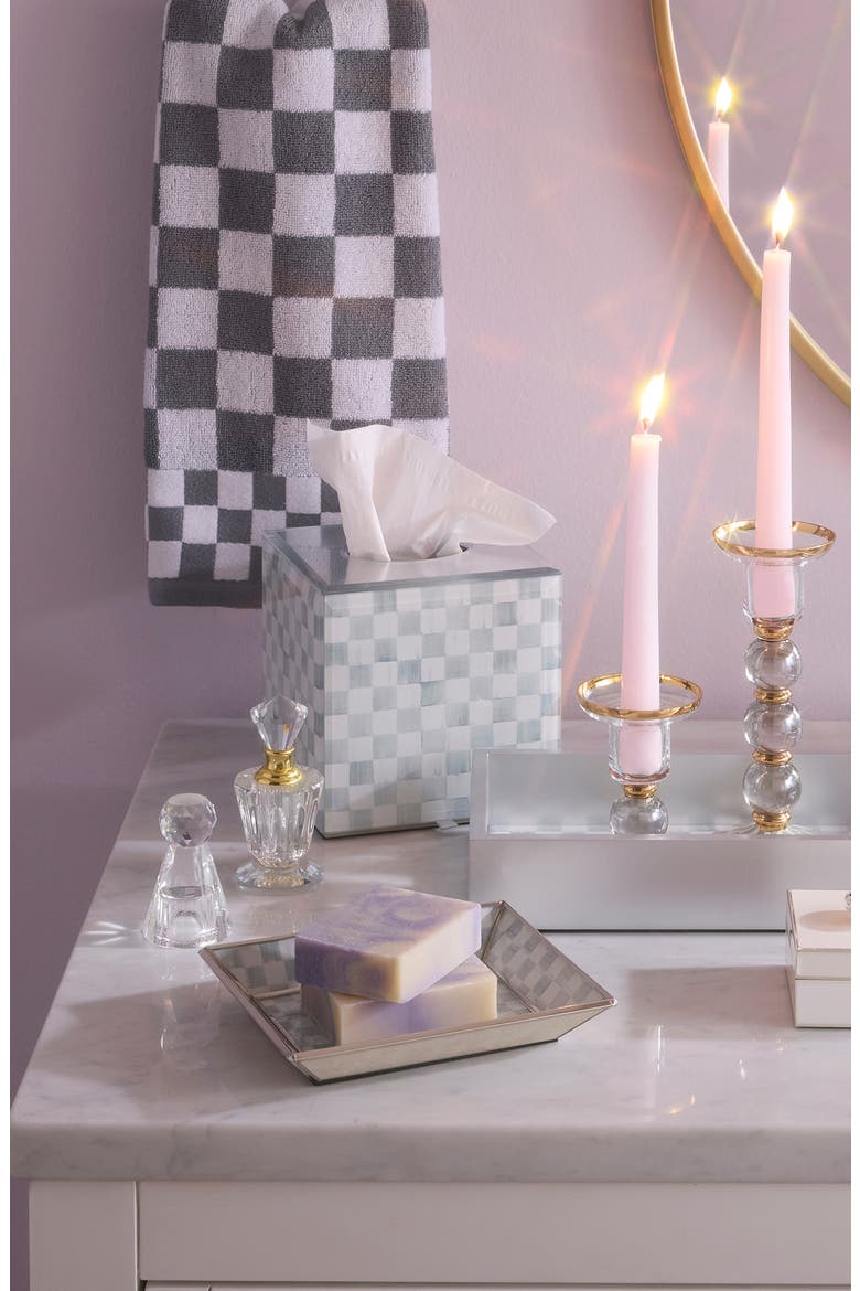 Sterling Check Boutique Tissue Box Cover, Alternate, color, STERLING