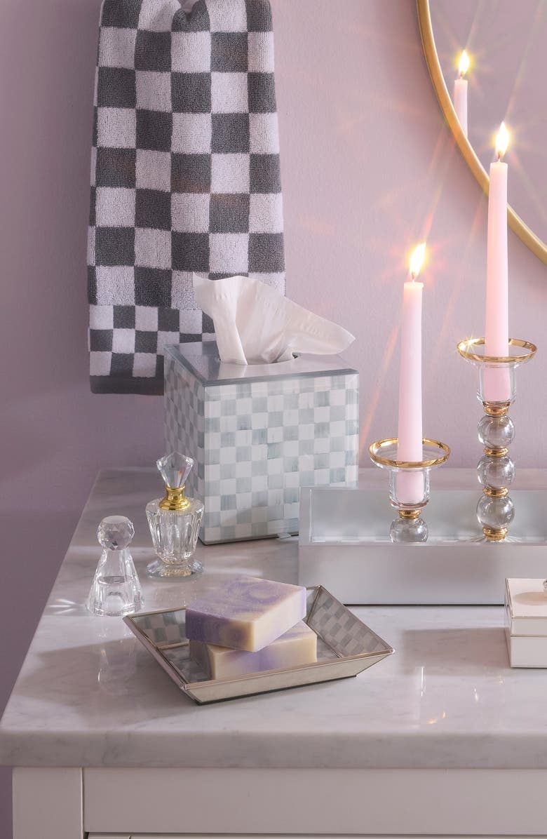 MACKENZIE CHILDS Sterling Check Boutique Tissue Box Cover, Alternate, color, Sterling