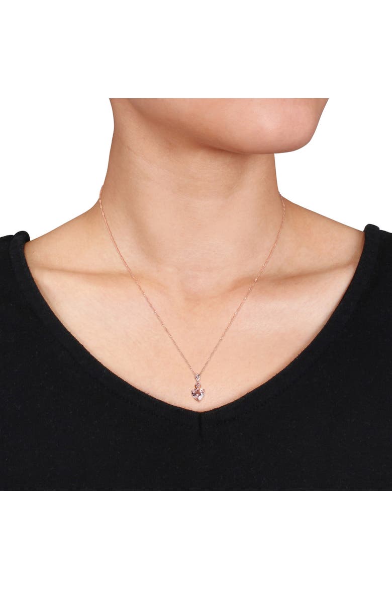 2-Piece Set Morganite Heart Earrings & Necklace, Alternate, color, Morganite