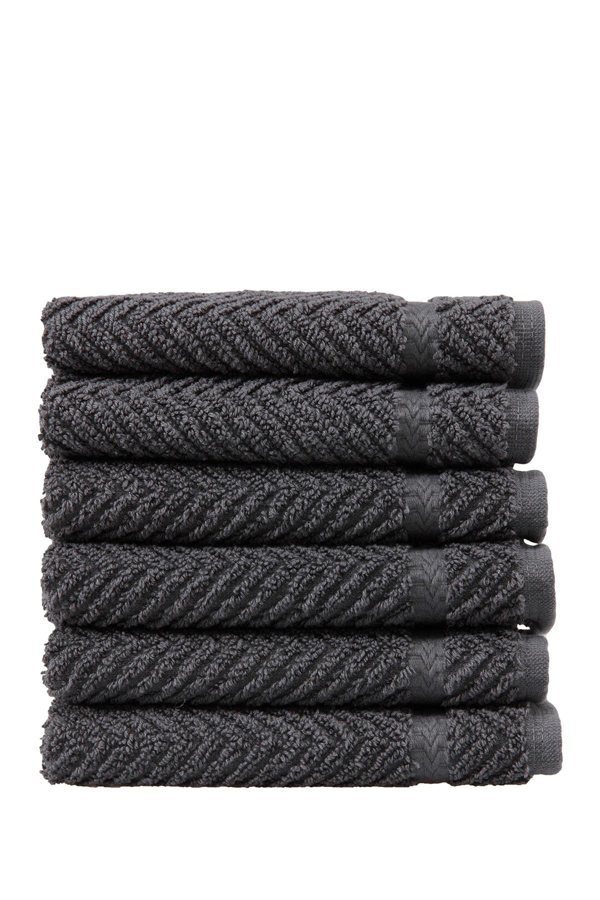 Linum Home Textiles Grey Herringbone Washcloths - Set of 6