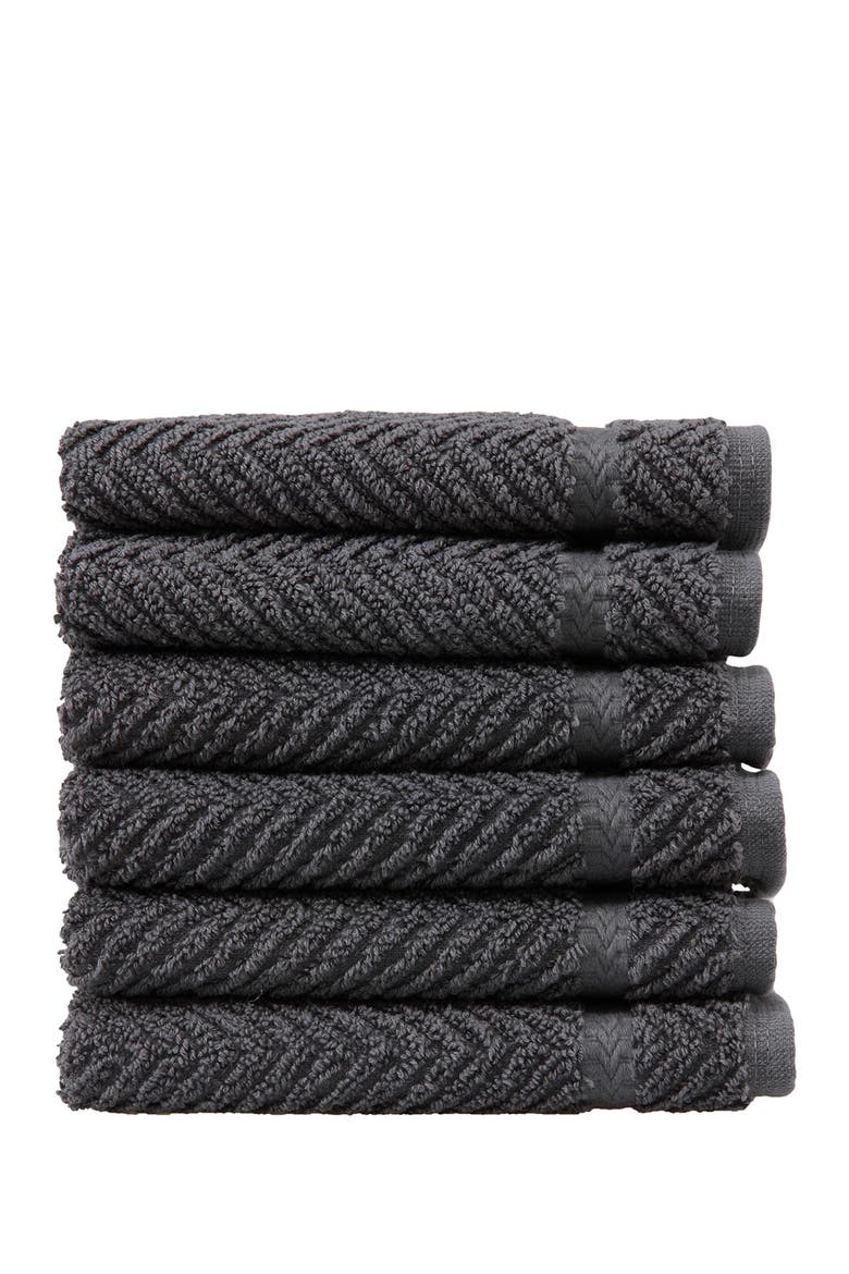 Grey Herringbone Washcloths - Set of 6, Main, color, GREY