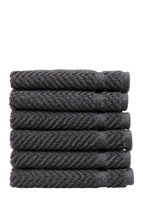 Grey Herringbone Washcloths - Set of 6