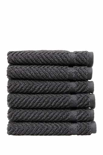 Linum Home Textiles Grey Herringbone Washcloths - Set of 6