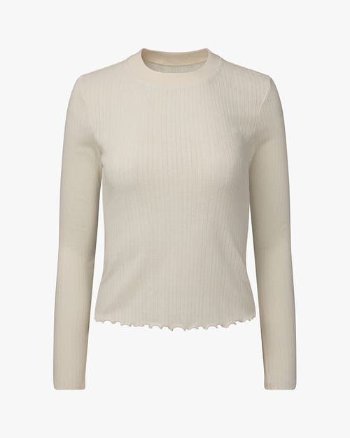 Weworewhat Long Sleeve Pointelle Pajama Top In White In Ivory