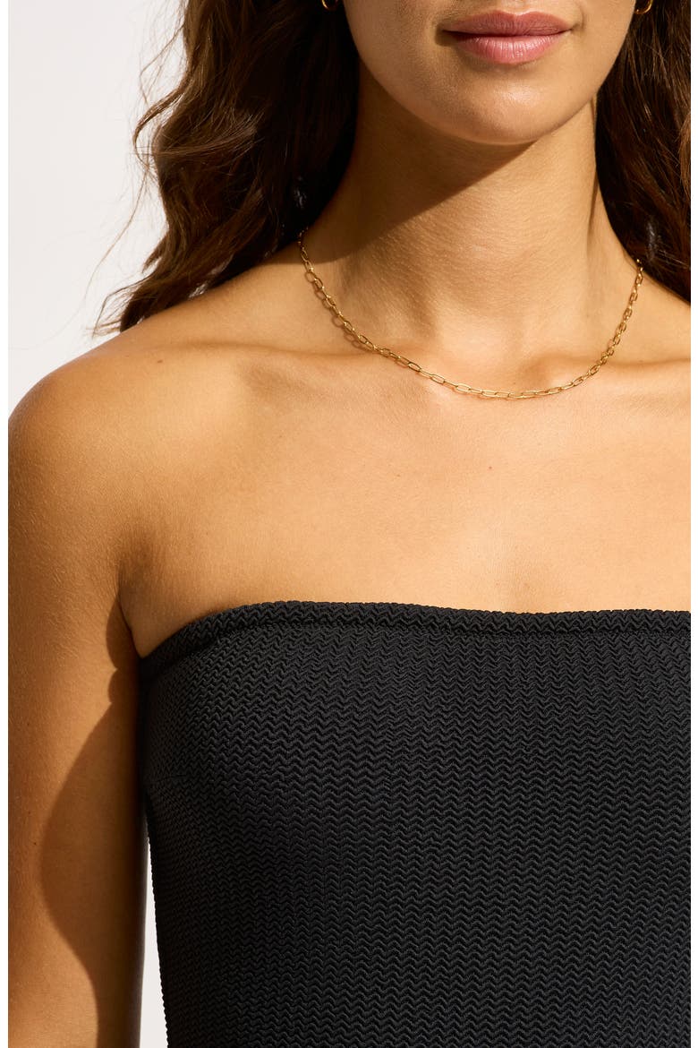 Strapless Bandeau One-Piece Swimsuit, Alternate, color, BLACK