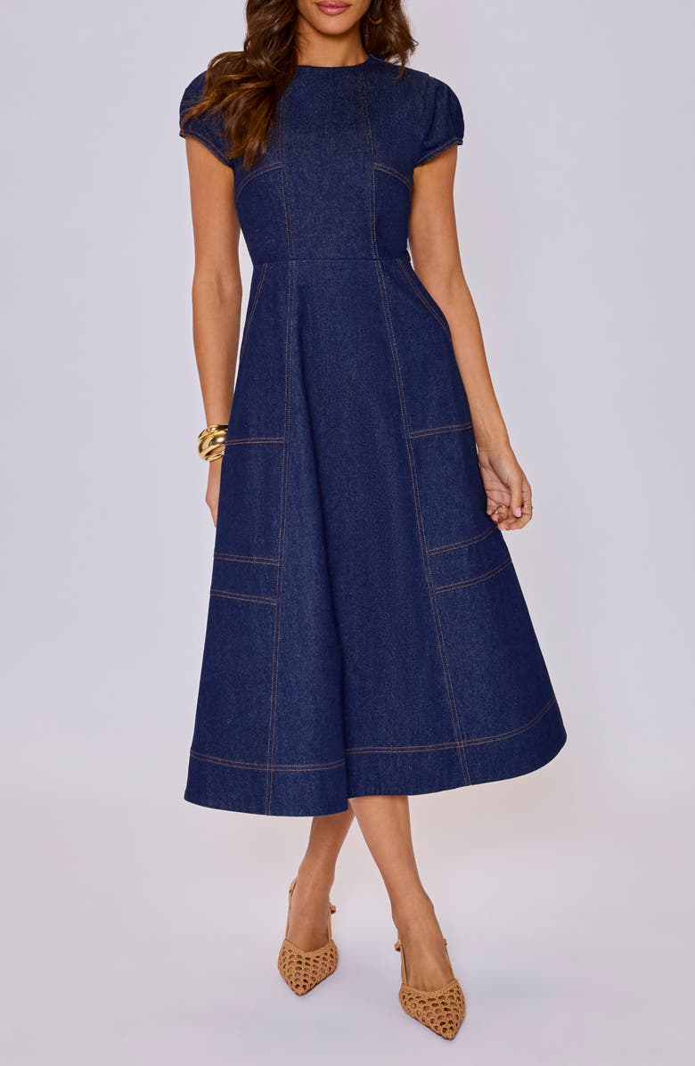 VICI Collection Margot Denim Midi Dress, Alternate, color, 