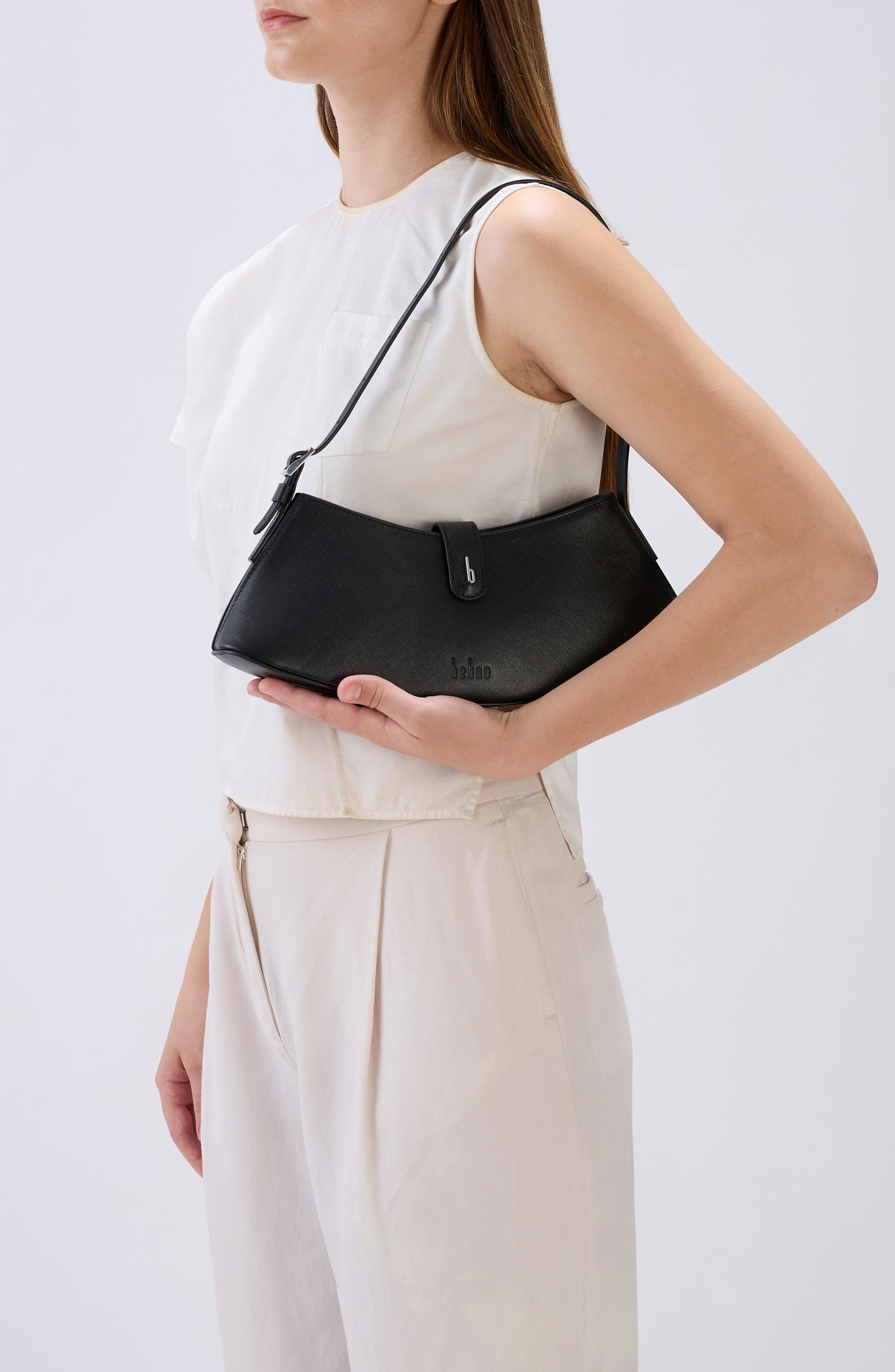 Ruth Mini Saffiano Leather Shoulder Bag, Alternate, color, BLACK
