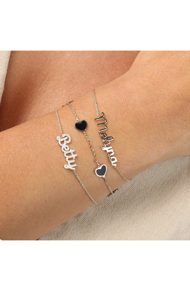 The Lovery Fine Jewelry Onyx Heart Station Bracelet, Alternate, color, Onyx