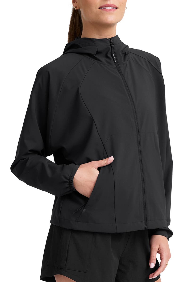 Beyond Yoga Cross Country Packable Jacket, Alternate, color, Black