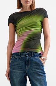Desigual Ruched Mesh Top