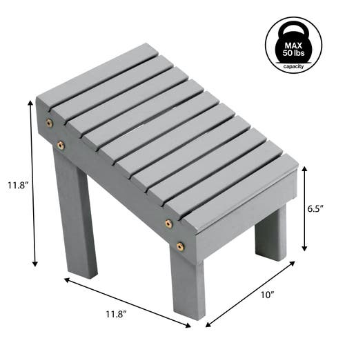 Jonathan Y Saru 11.8" Traditional Classic Solid Acacia Wood Shower Shaving Foot Stool In Gray