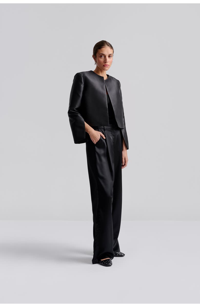 Malina Ruthie Cropped Long Sleeve Blouse, Alternate, color, Black