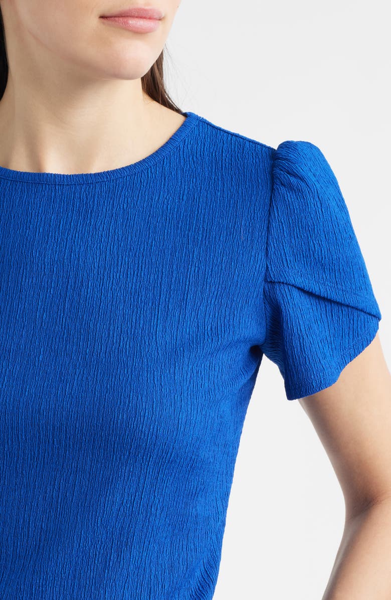 AK ANNE KLEIN Tulip Sleeve Pebble Knit Top, Alternate, color, Santorini Blue