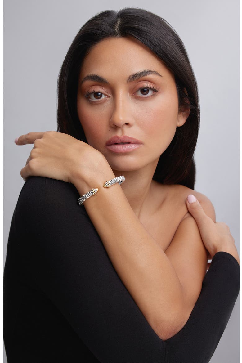 Signature Caviar Hinge Cuff Bracelet, Alternate, color, SILVER