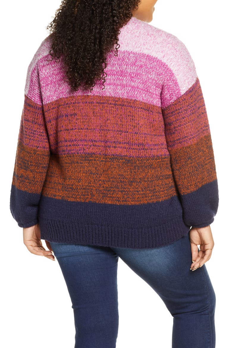 Blouson Sleeve Ombré Cardigan, Alternate, color, NAVY PEACOAT OMBRE