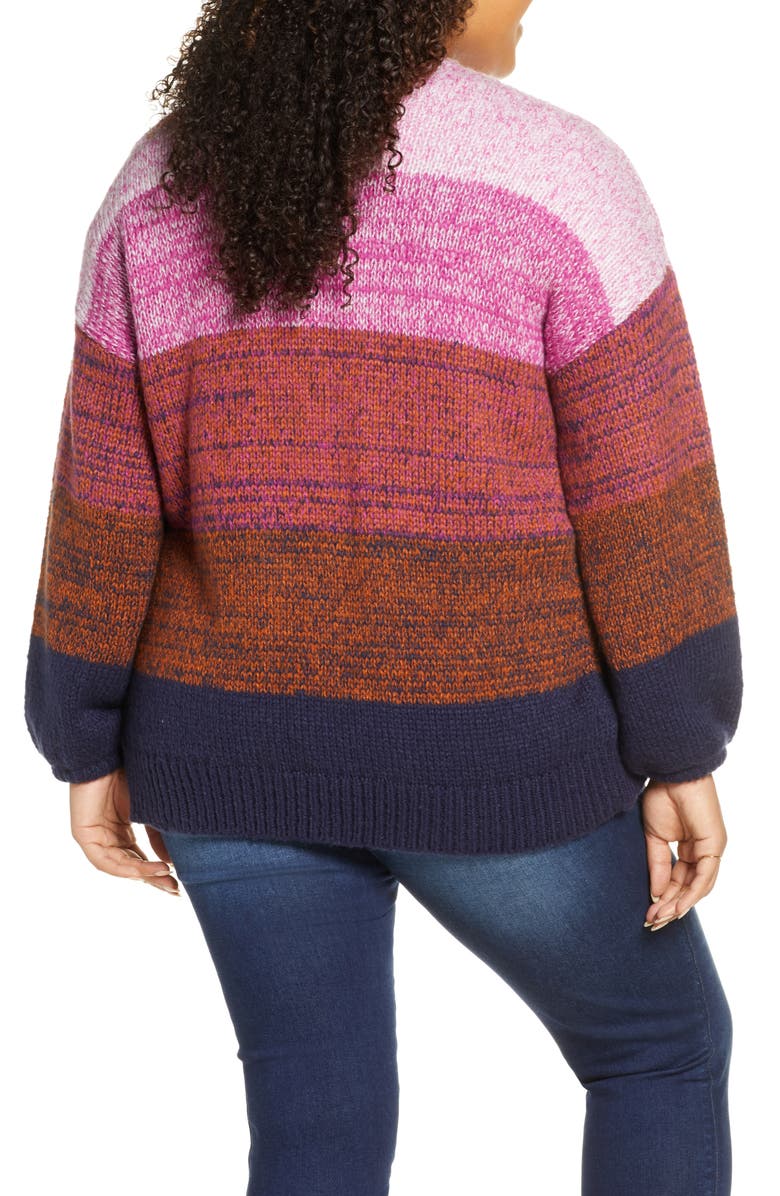 BP. Blouson Sleeve Ombré Cardigan, Alternate, color, 