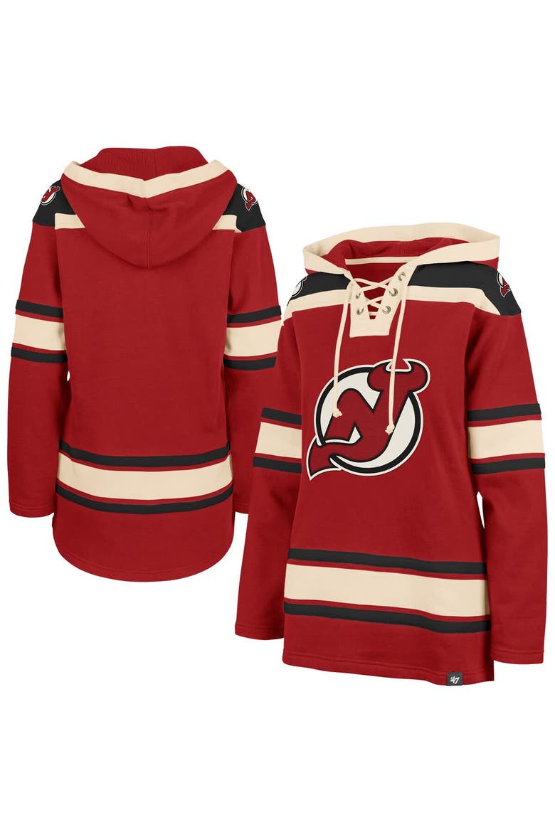 Women's '47  Red New Jersey Devils Superior Lacer Pullover Hoodie, Alternate, color, Red