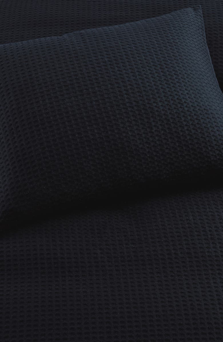 DKNY Modern Waffle Duvet Cover & Shams Set, Alternate, color, Faded Black