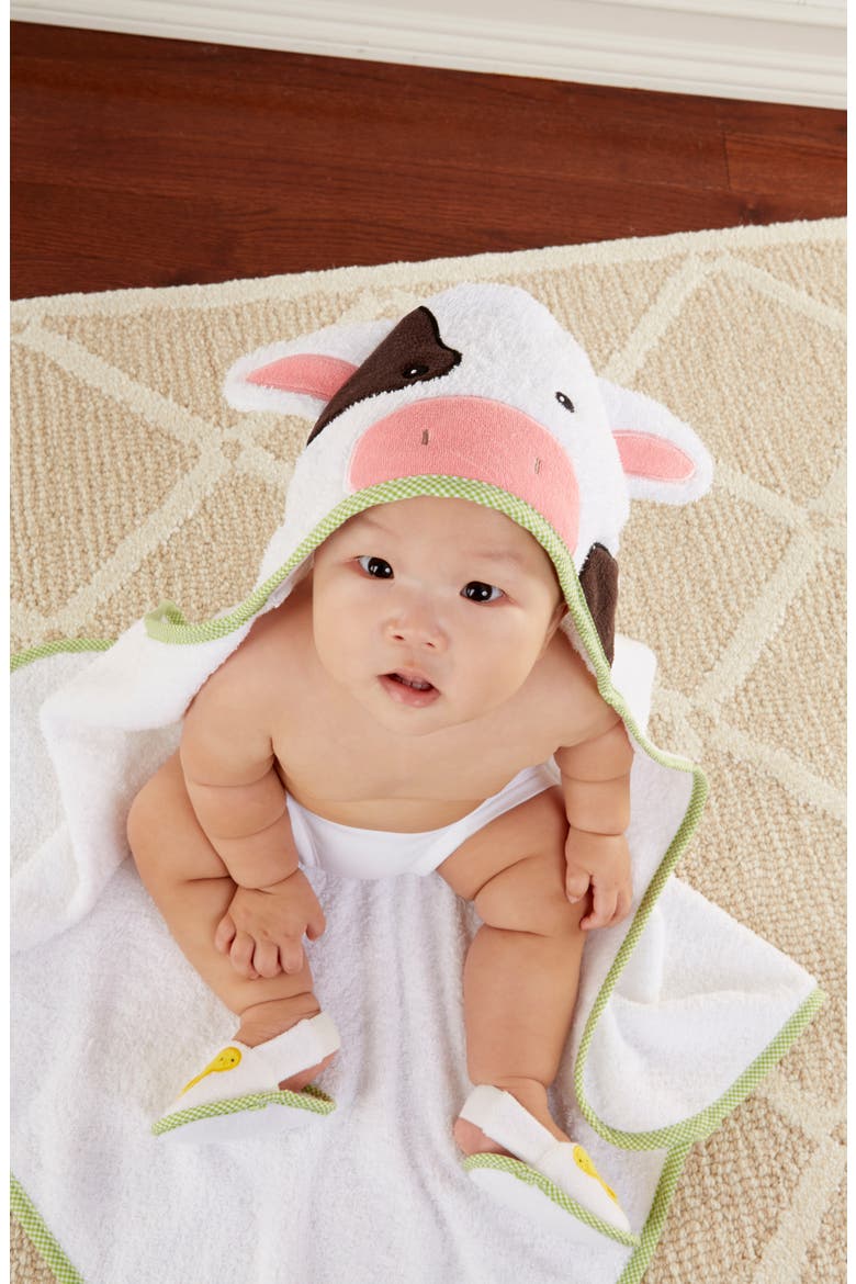 Farmhouse Friends Hooded Robe, Slippers & Bath Mitt Set, Alternate, color, WHITE/PINK