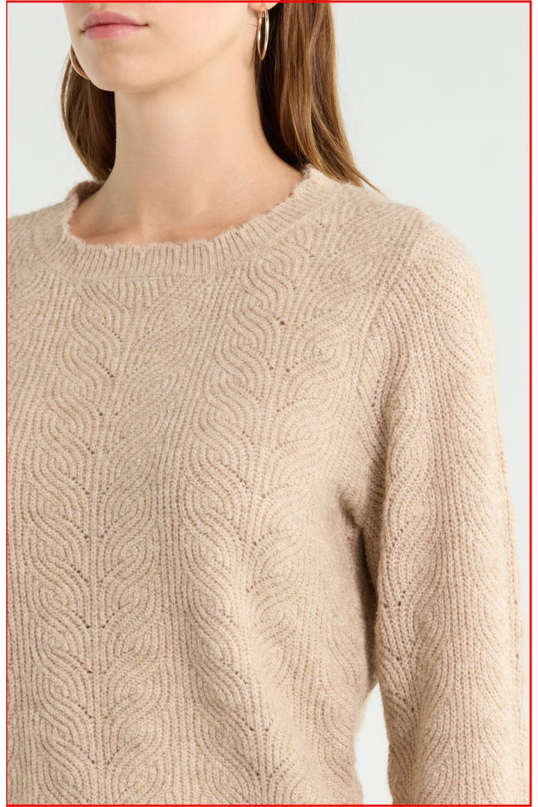 Rumi Pointelle Sweater, Alternate, color, OAT MELANGE