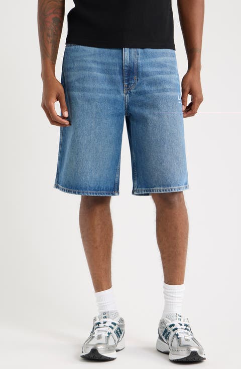 Diagonal Logo Denim Shorts