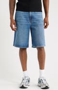 L/AB C/O OFF-WHITE Diagonal Logo Denim Shorts