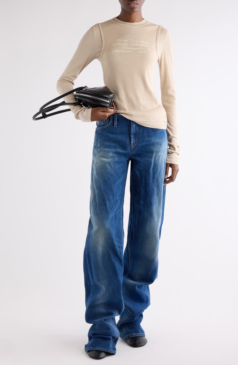 Acne Studios Puga No Waistband Denim Jeans, Alternate, color, Mid Blue