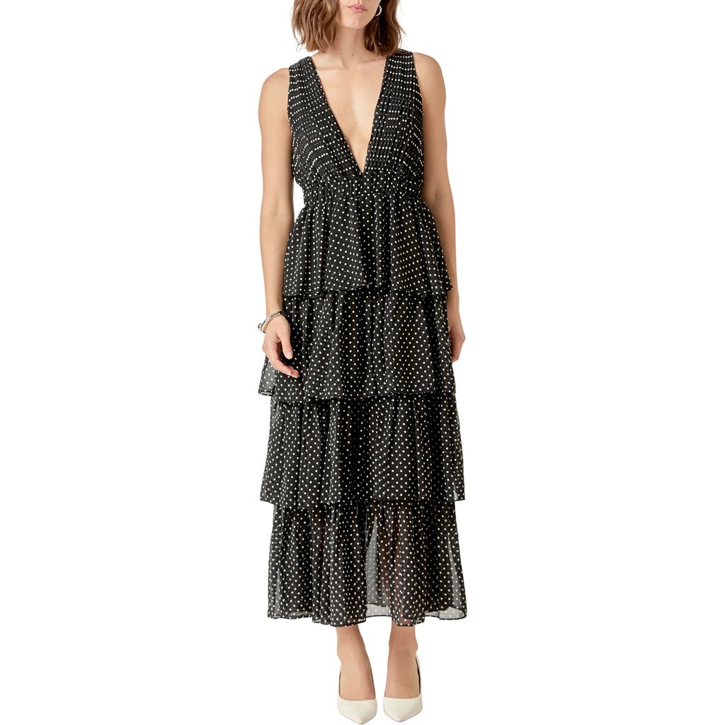Shop Endless Rose Dot Sleeveless Tiered Maxi Dress