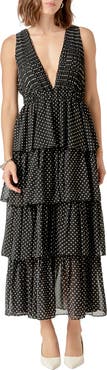 Endless Rose Dot Sleeveless Tiered Maxi Dress