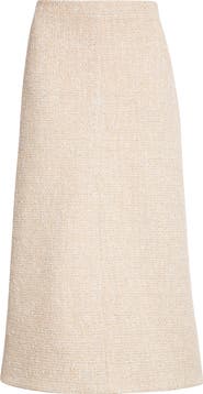 ST. JOHN Metallic Latte Tweed A-line Skirt