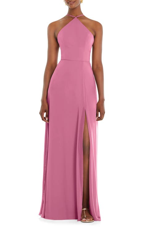 Halter Neck Chiffon Gown