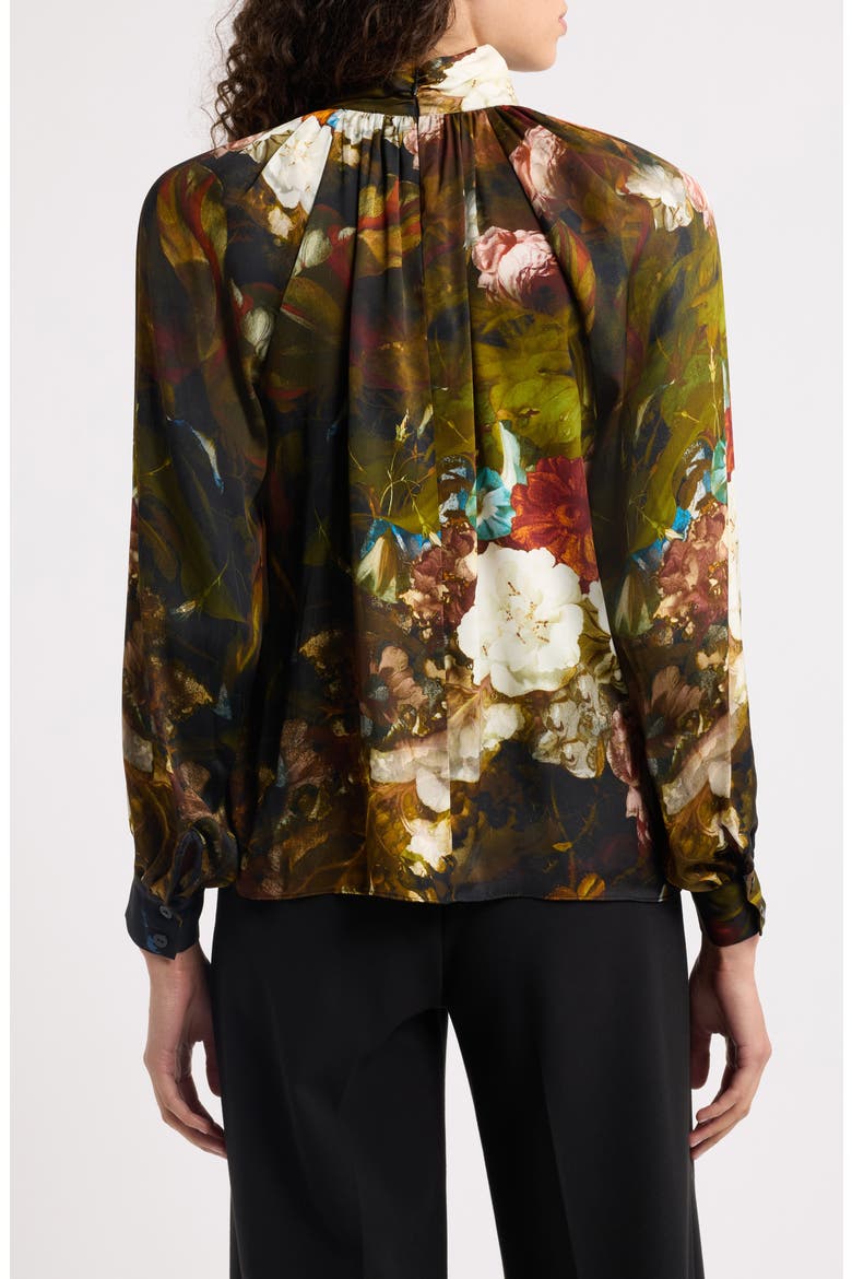 Vivian Floral Print Silk Blend Mock Neck Top, Alternate, color, VERONA FORREST