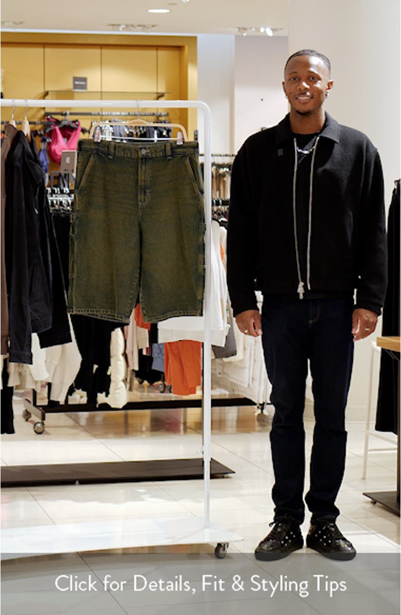 Loose Fit Denim Painter's Shorts, sales video thumbnail