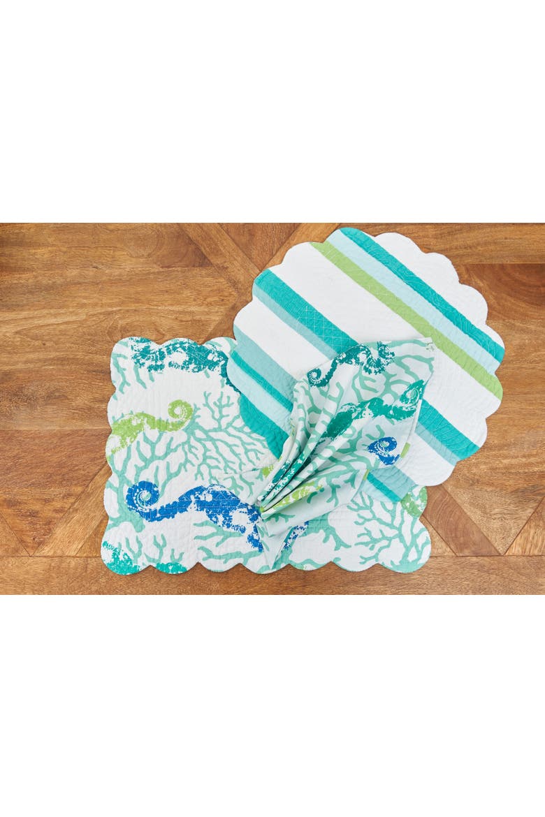 Aquarius Cotton Reversible Napkin, Set of 6, Alternate, color, Green