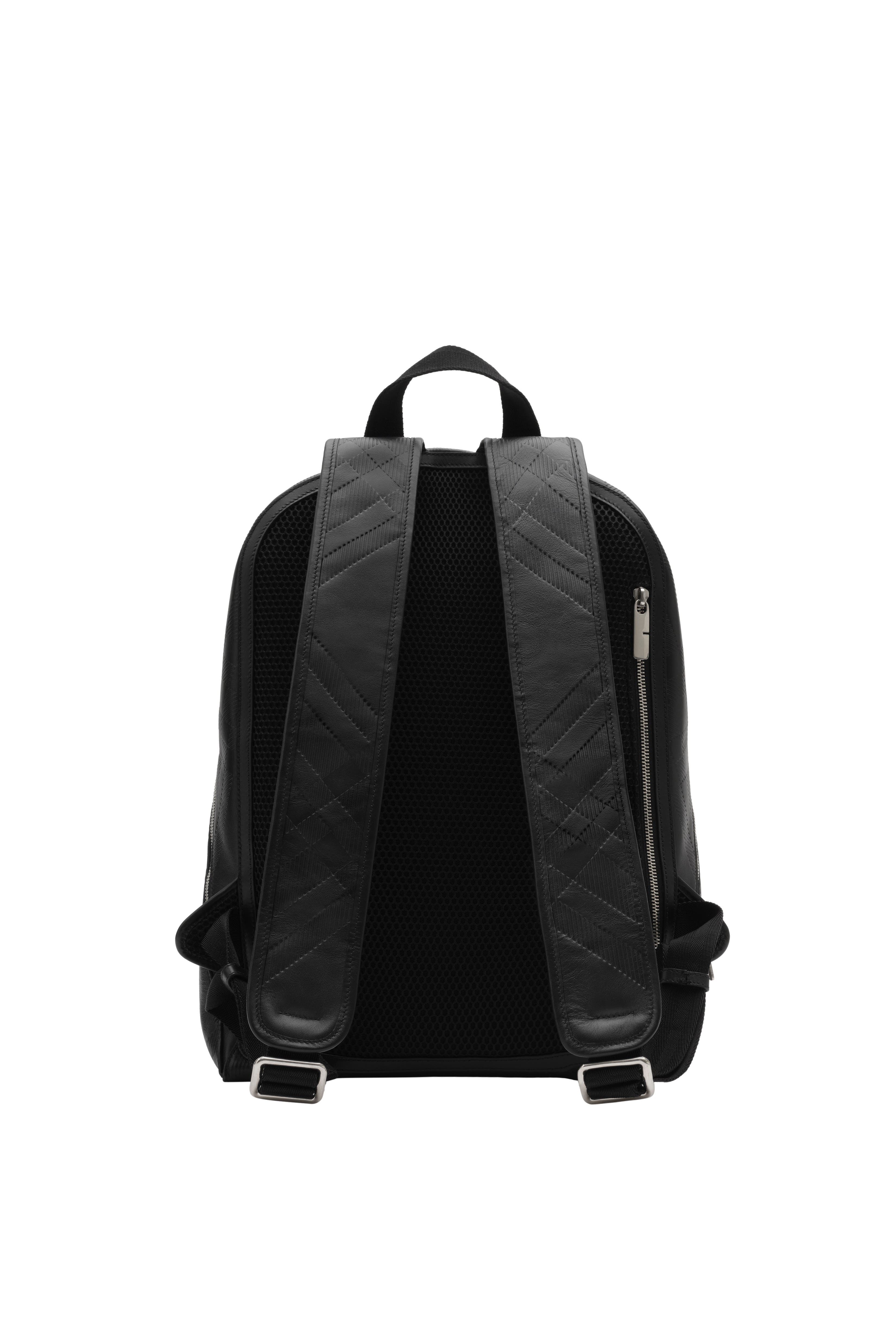 Burberry Embossed Check Backpack, Alternate, color, Black